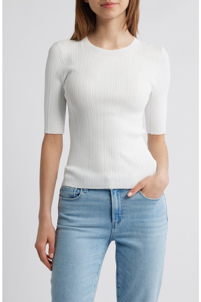 Aranea Rib Elbow Length Sweater, Main, color, WHITE
