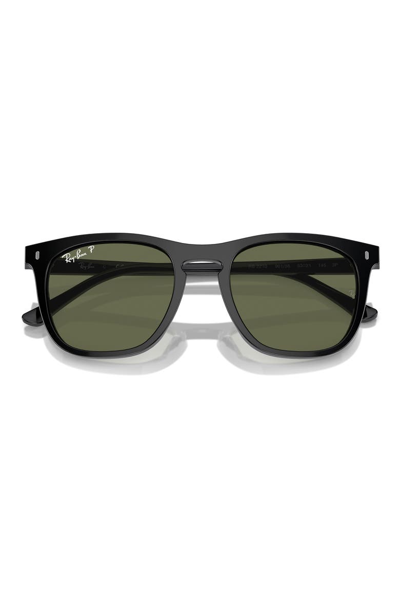 53mm Polarized Square Sunglasses, Alternate, color, BLACK