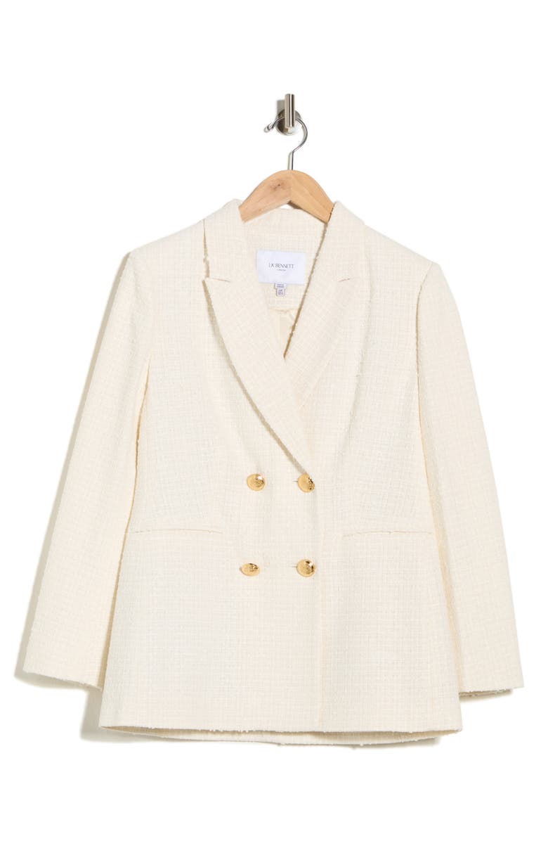 LK Bennett Mariner Double Breasted Tweed Jacket, Alternate, color, Cre-Cream