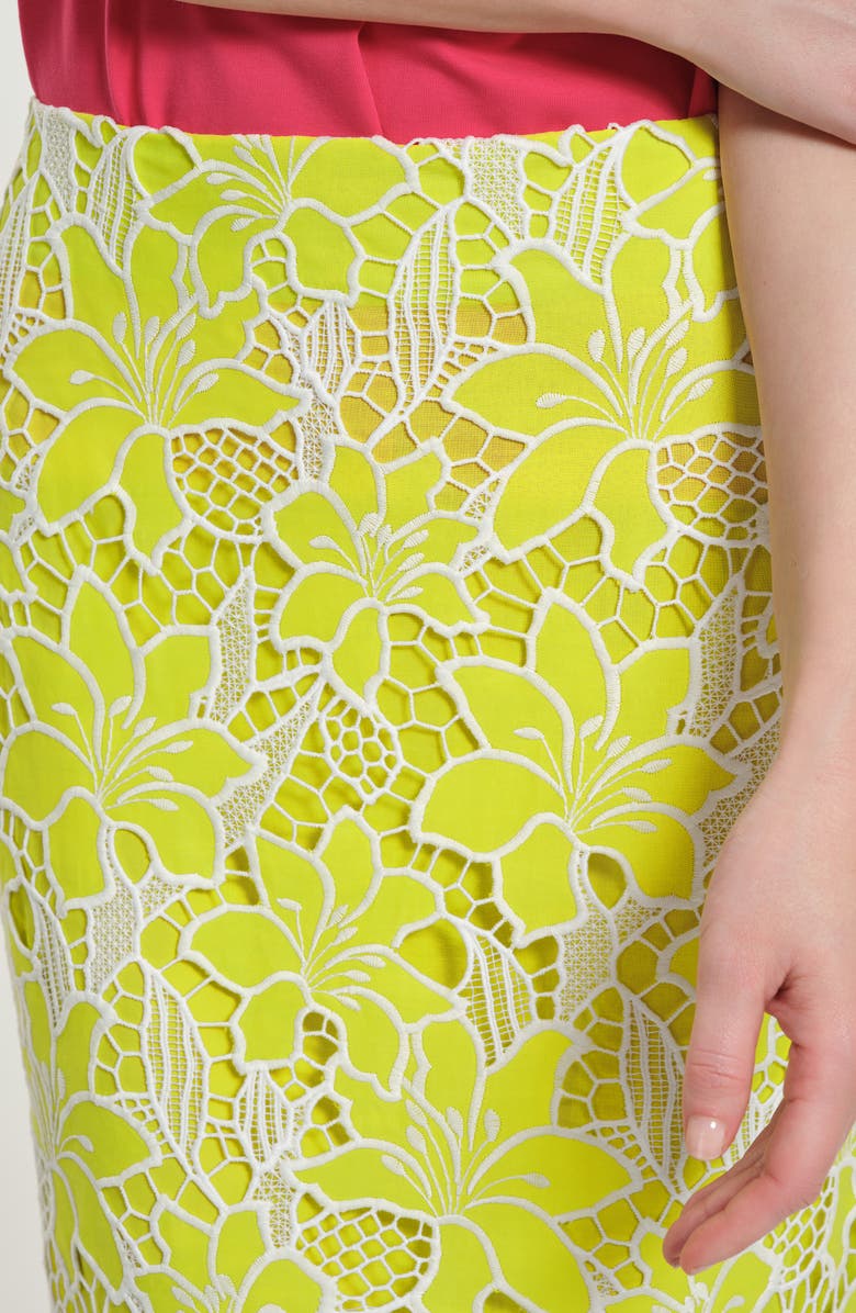 Isaac Mizrahi New York Floral Embroidered Eyelet Skirt, Alternate, color, Lime