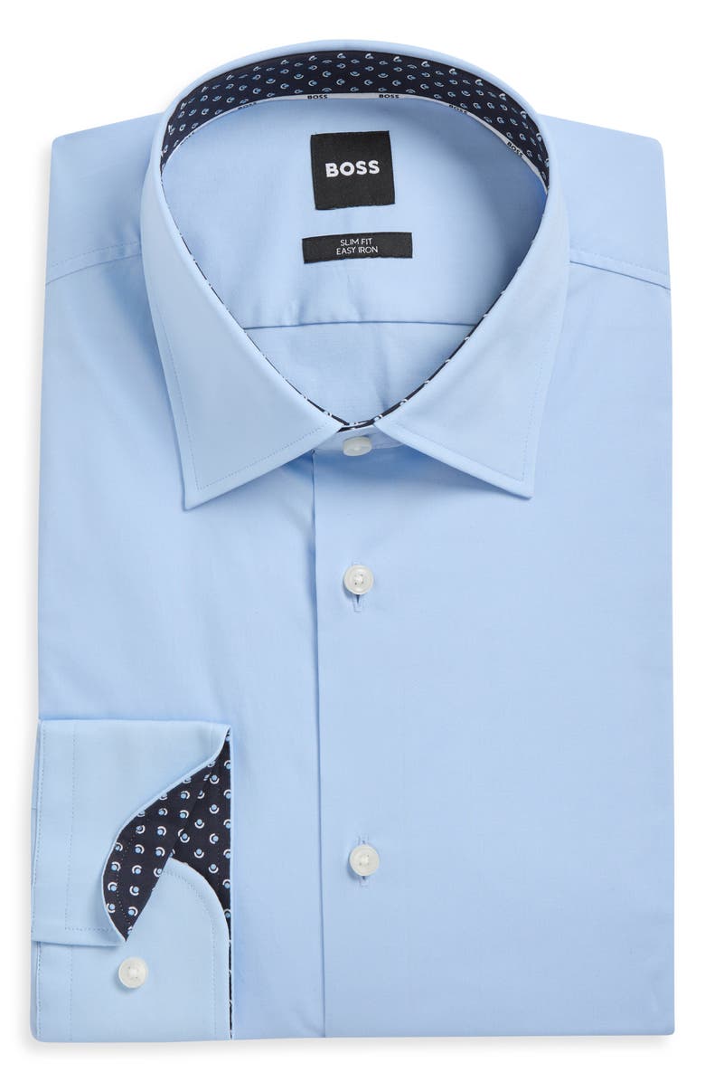 BOSS Hank Kent Slim Fit Stretch Cotton Dresss Shirt, Alternate, color, Light/ Pastel Blue