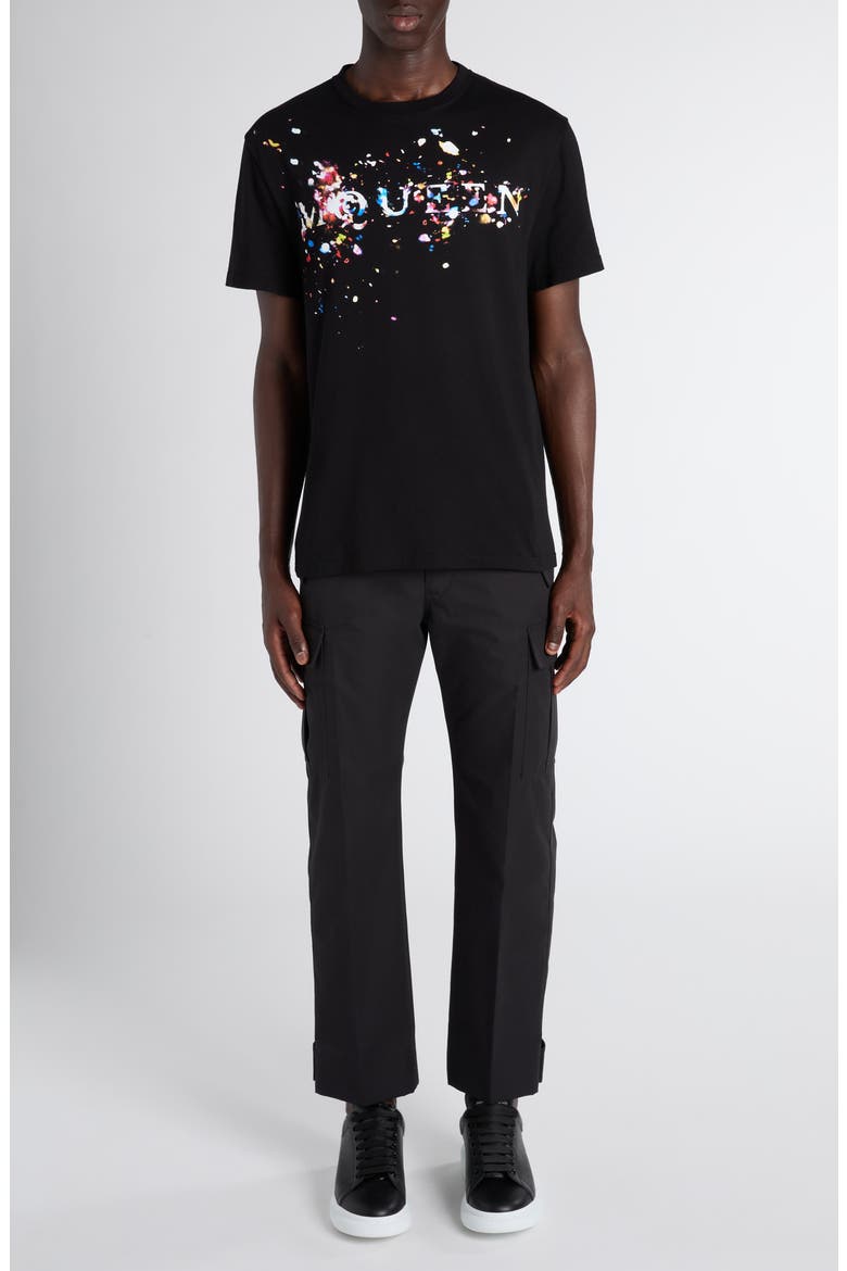 Paint Splattered Logo Graphic T-Shirt, Alternate, color, BLACK / MULTICOLOUR