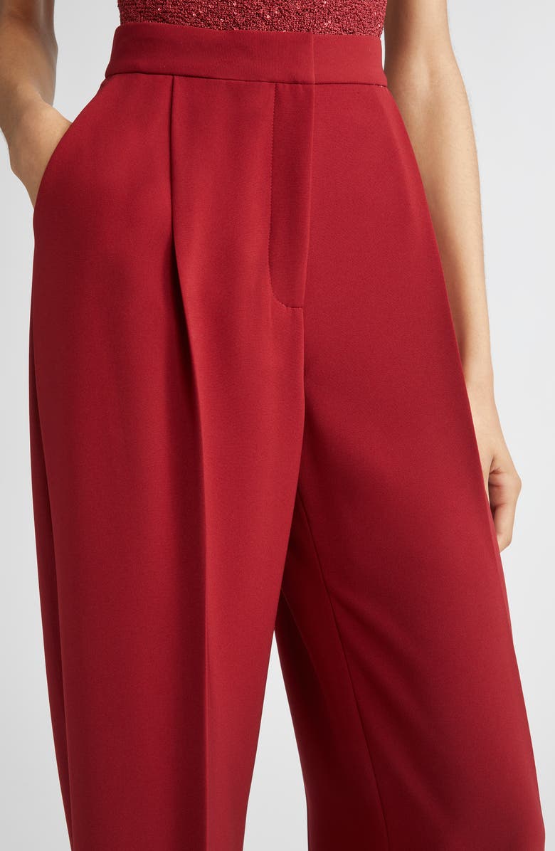 Lela Rose Cotton Blend Wide Leg Pants, Alternate, color, Wine