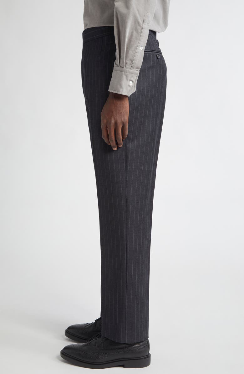 Thom Browne Fit 1 Pinstripe Wool Backstrap Pants, Alternate, color, Dark Grey