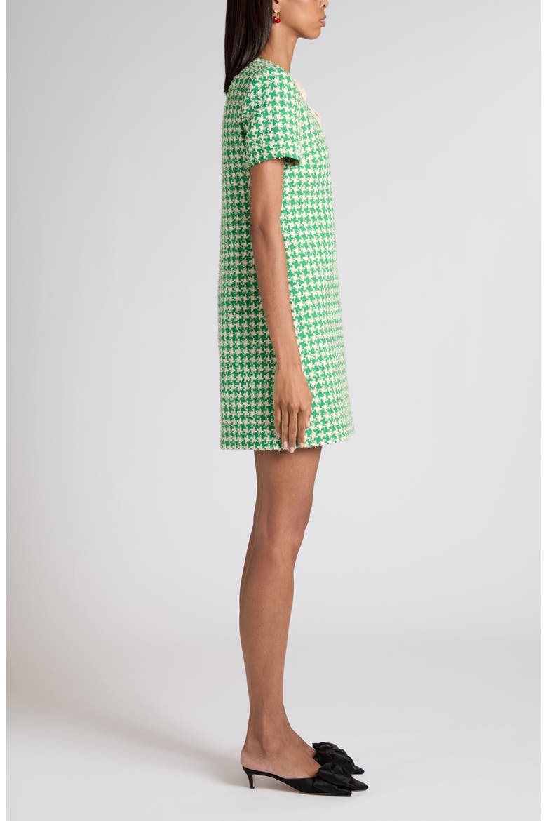 Houndstooth Cotton Blend Tweed Minidress, Alternate, color, GREEN