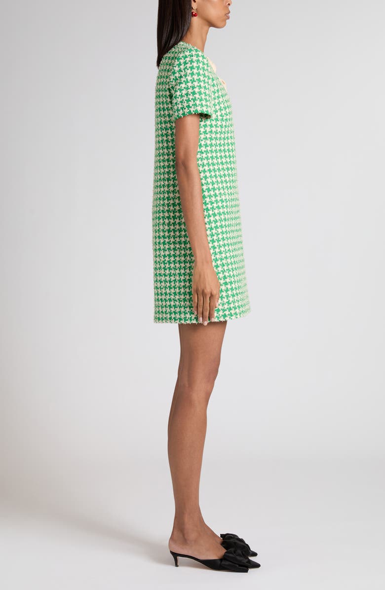 Valentino Houndstooth Cotton Blend Tweed Minidress, Alternate, color, Green