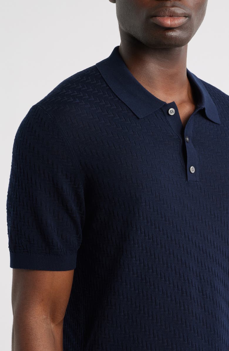 Robert Barakett Skelling Textured Polo Sweater, Alternate, color, Navy