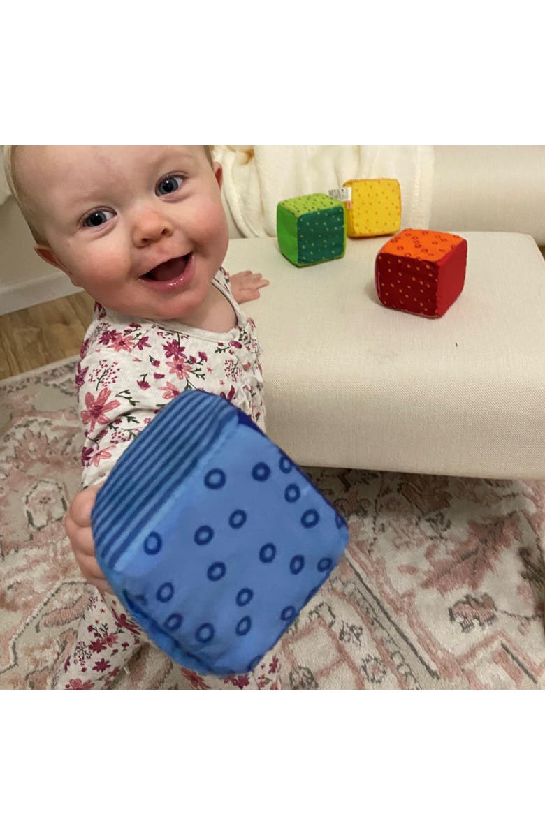 HABA Soft Blocks for Babies 6-12 Months, Happy Quartett Sensory Toy Features a Unique Sound & Texture in All 4 Baby Blocks, Alternate, color, Multi