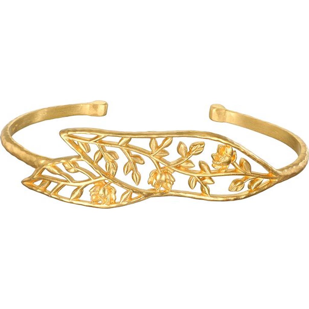 Satya Jewelry Expanding Beauty Lotus Cuff In Gold