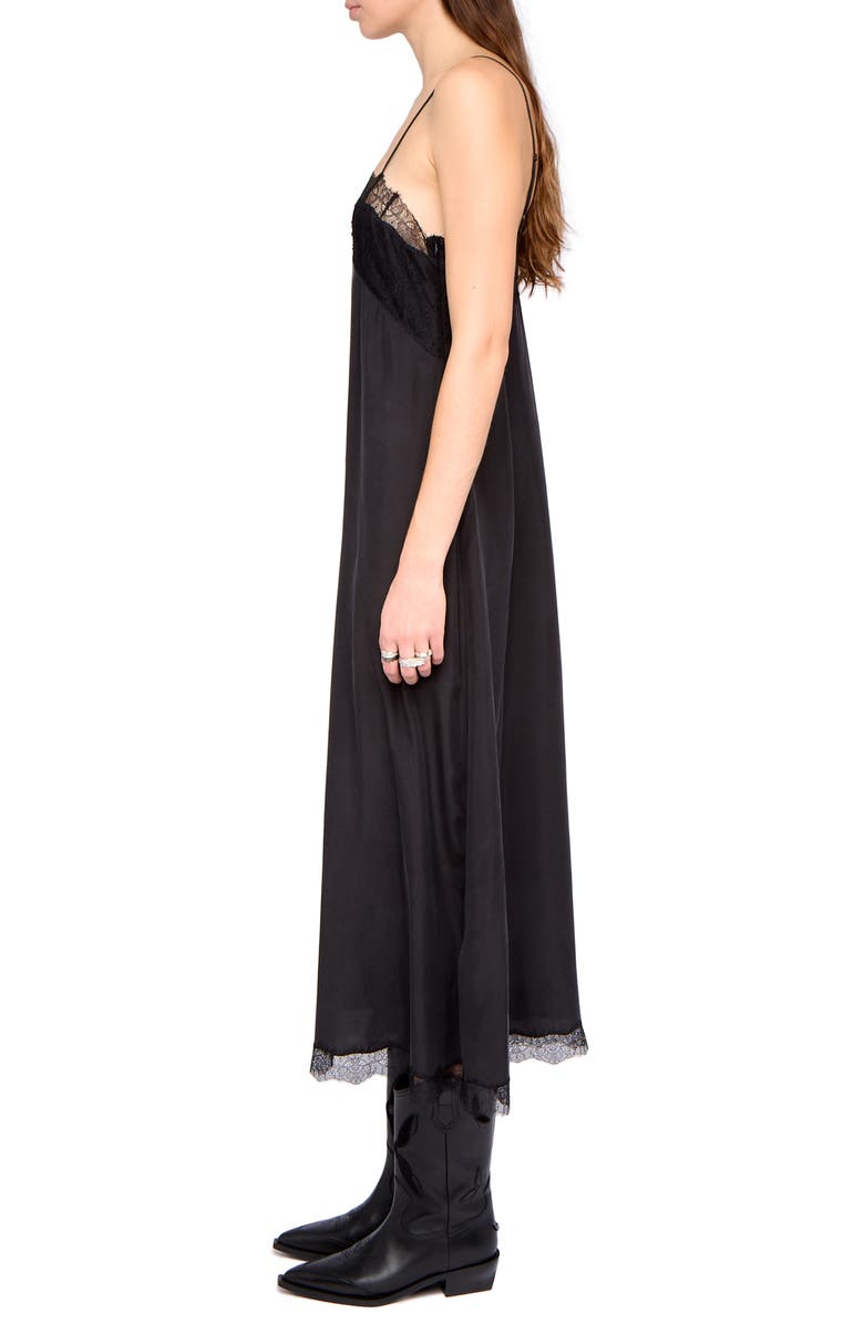Zadig & Voltaire Ridar Silk Slipdress, Alternate, color, Black