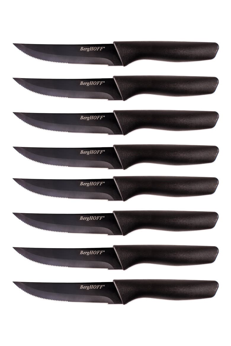 INTERNATIONAL Black Stainless Steel 8-Piece Steak Knife Set, Main, color, BLACK