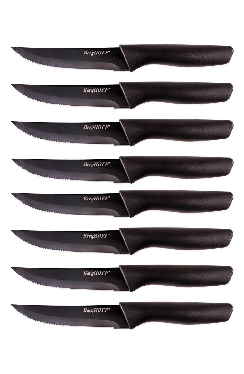 BergHOFF INTERNATIONAL Black Stainless Steel 8-Piece Steak Knife Set, Main, color, Black