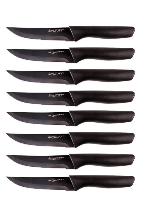INTERNATIONAL Black Stainless Steel 8-Piece Steak Knife Set