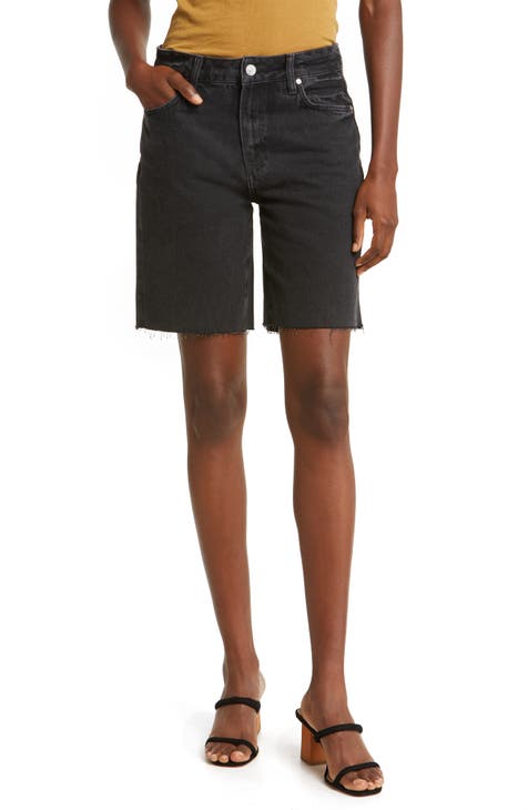 Sammy Raw Hem Cutoff Denim Shorts (Fade to Black Destructed)