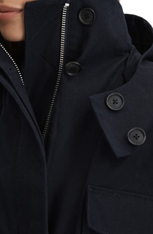 Reiss Peyton Hooded Cotton Parka Coat In Navy