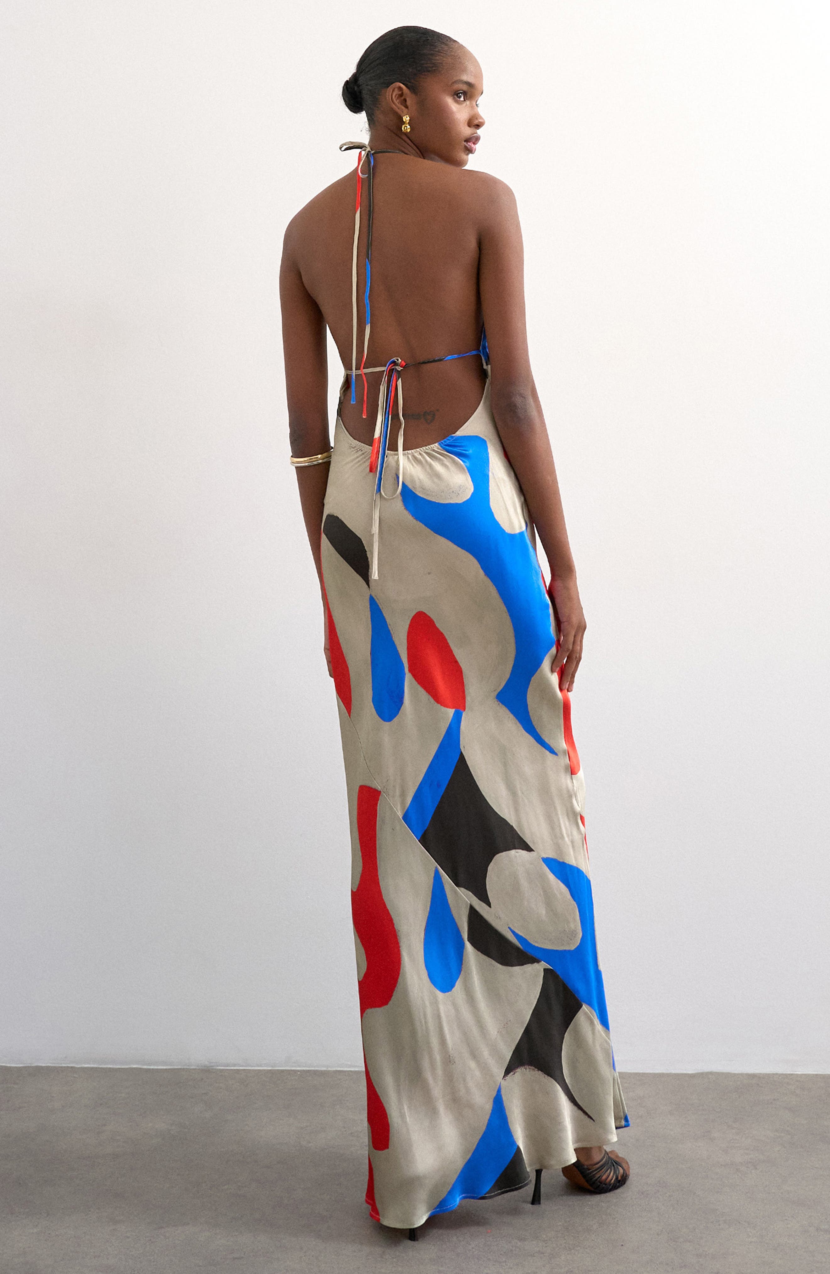 Cowl Halter Neck Open Back Maxi Dress - image 4