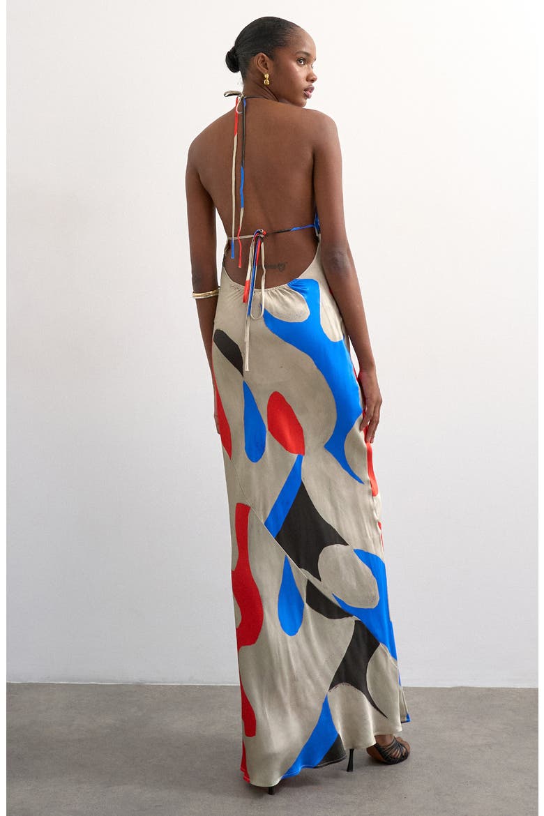 Topshop Cowl Halter Neck Open Back Maxi Dress (Women)