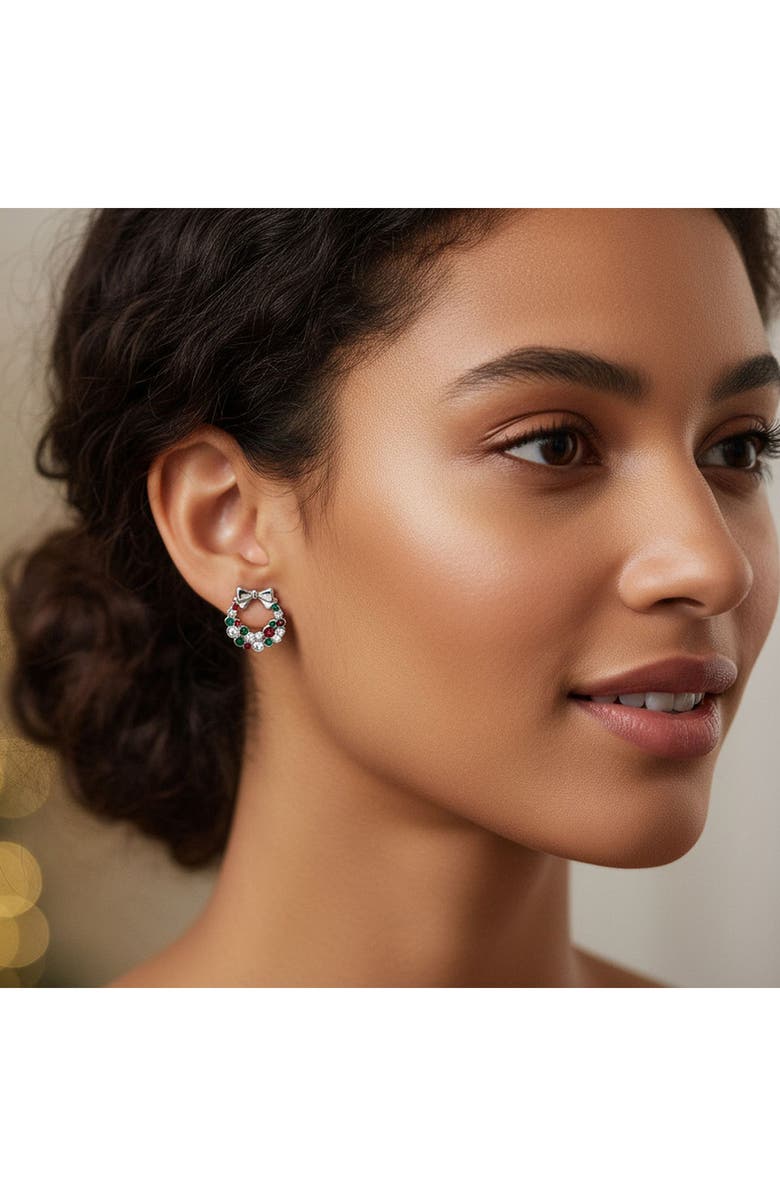 BLING JEWELRY Christmas Wreath Earrings, Alternate, color, 