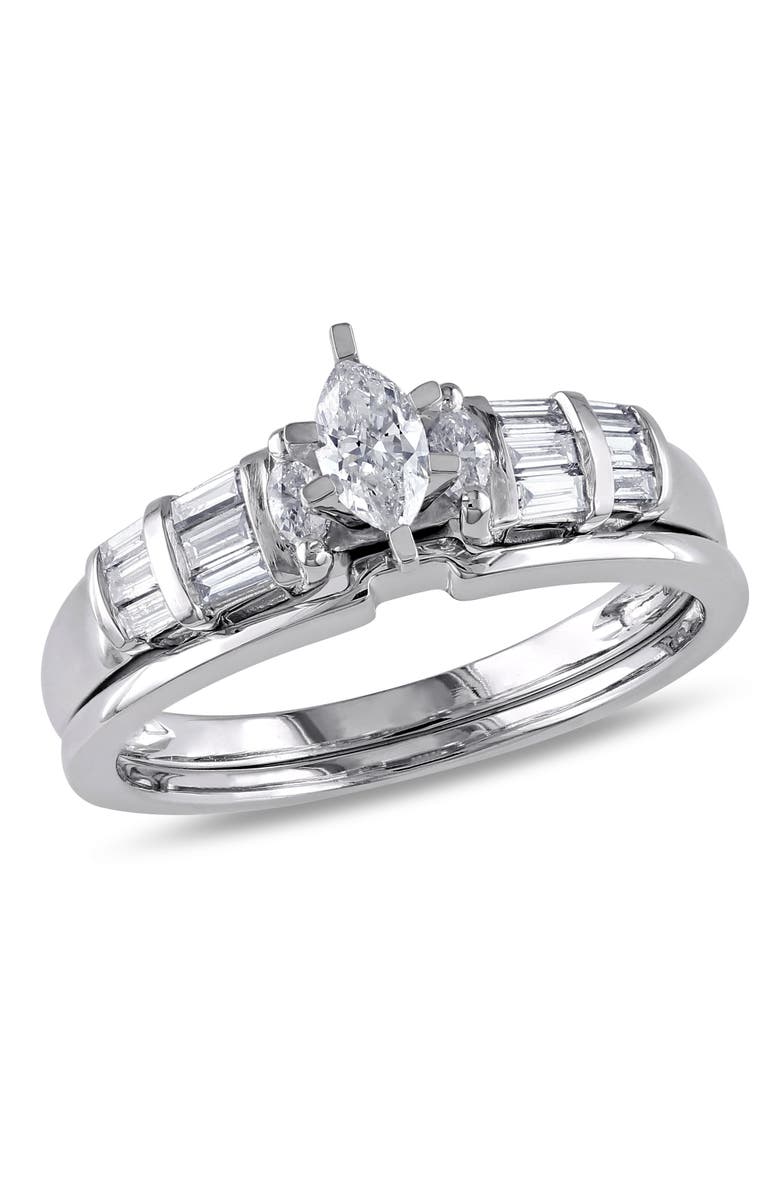 Julianna B. Diamond Multi-Cut Bridal Ring Set 10k, Main, color, 10K White Gold