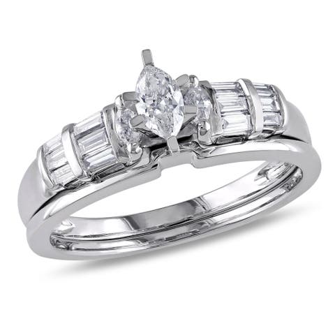 Diamond Multi-Cut Bridal Ring Set 10k