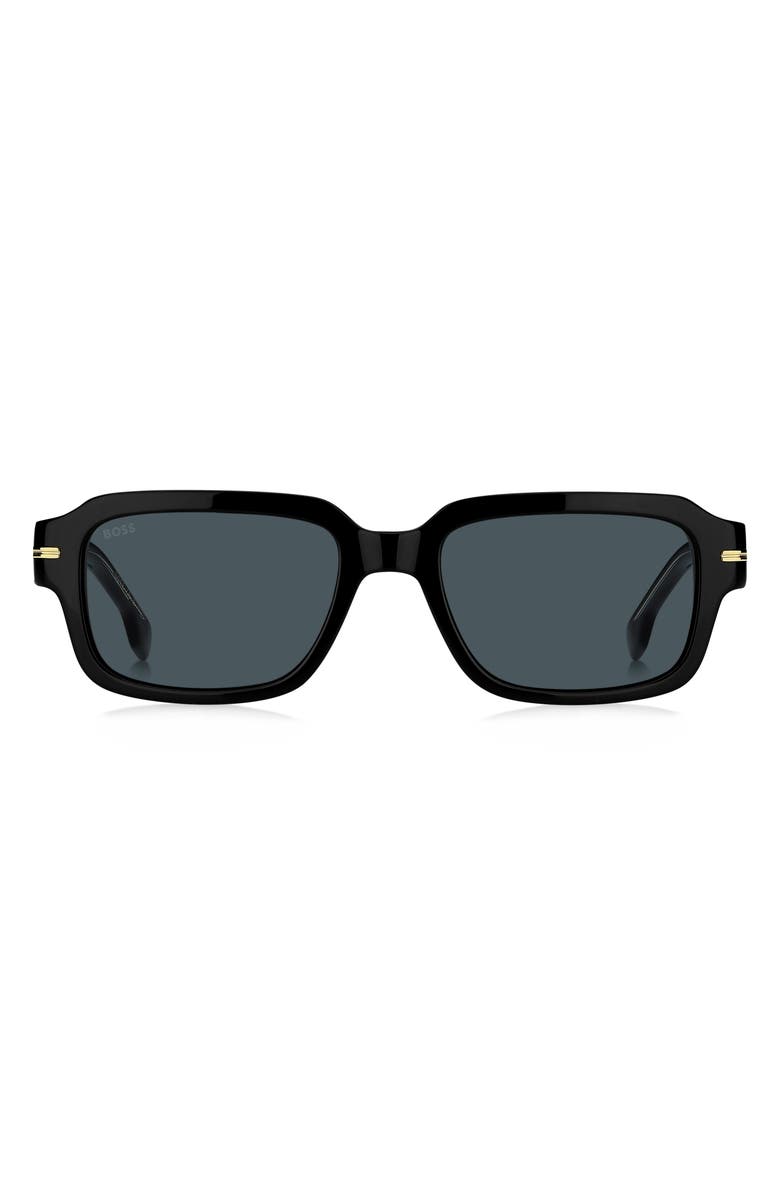 BOSS 53mm Rectangular Sunglasses, Main, color, Black