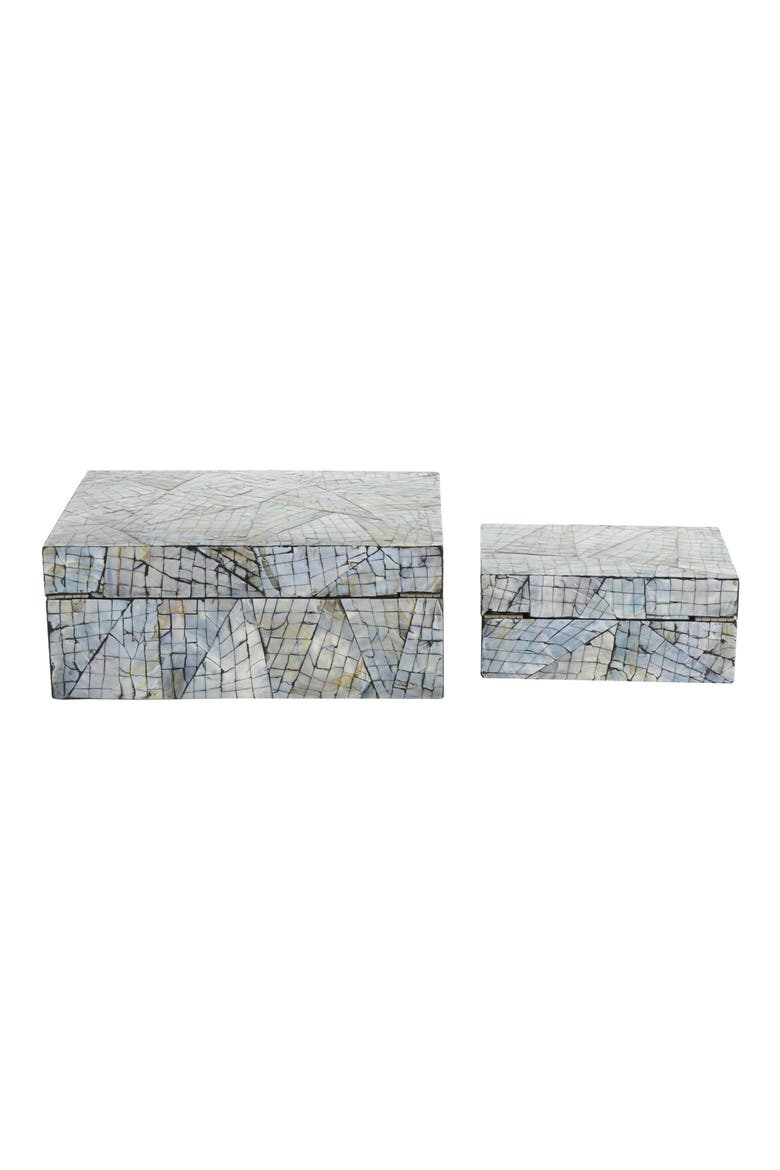 Contemporary Set of 2 Decorative Mother of Pearl Boxes, Alternate, color, MULTI COLORED