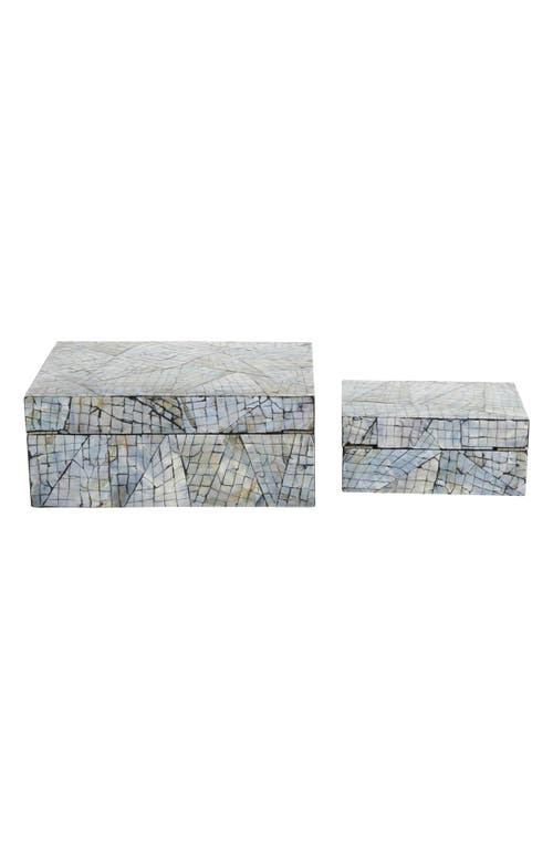 Uma Contemporary Set Of 2 Decorative Mother Of Pearl Boxes In Multi Colored