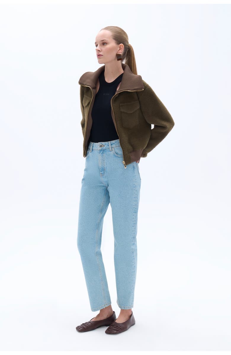 Nocturne Wide Collar Zipper Detailed Knitwear Cardigan, Alternate, color, 