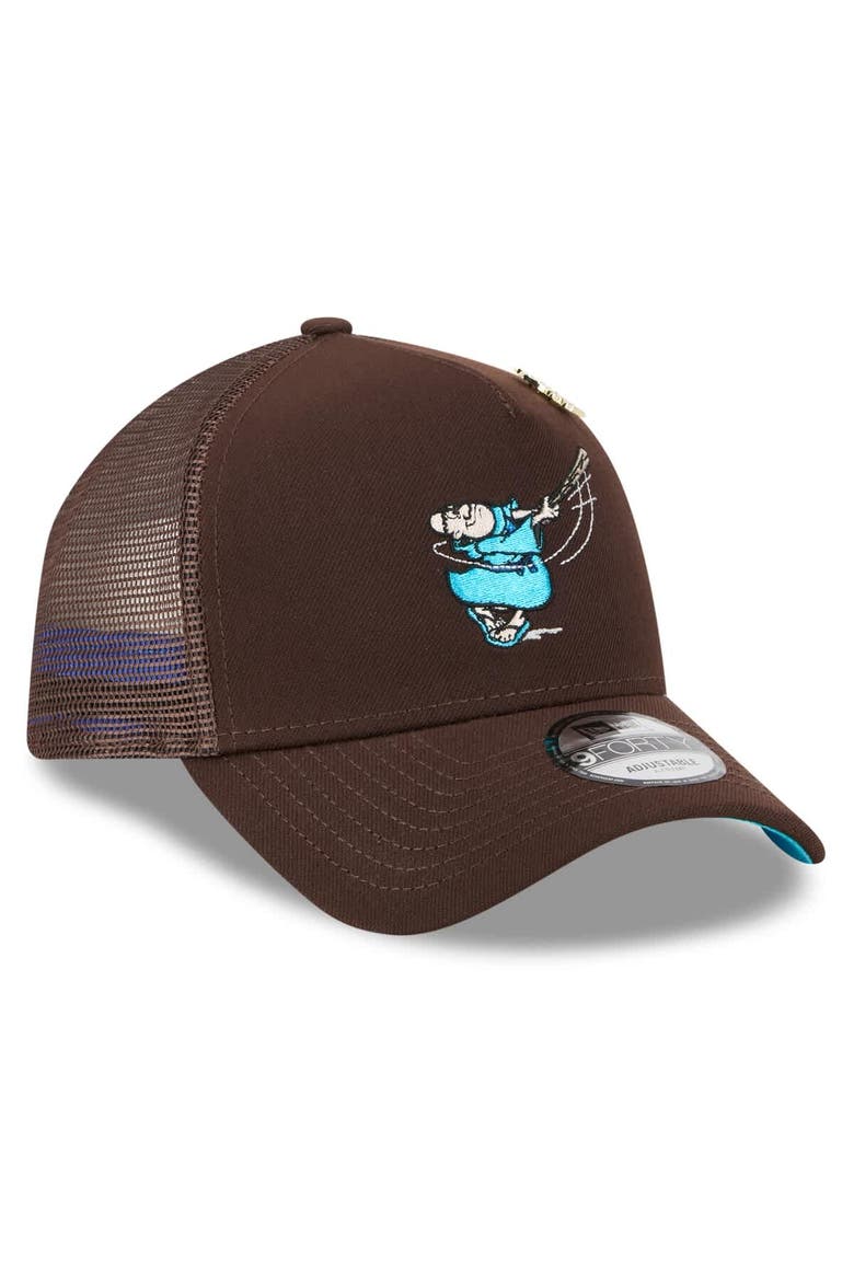 Men's New Era  Brown San Diego Padres 2025 Big League Chew A-Frame 9FORTY Adjustable Trucker Hat, Alternate, color, Brown