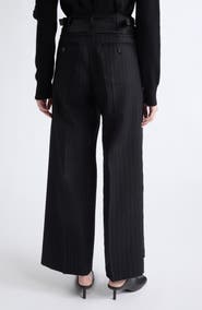 Sacai Chalk Stripe Mixed Media Trousers (Nordstrom Exclusive)