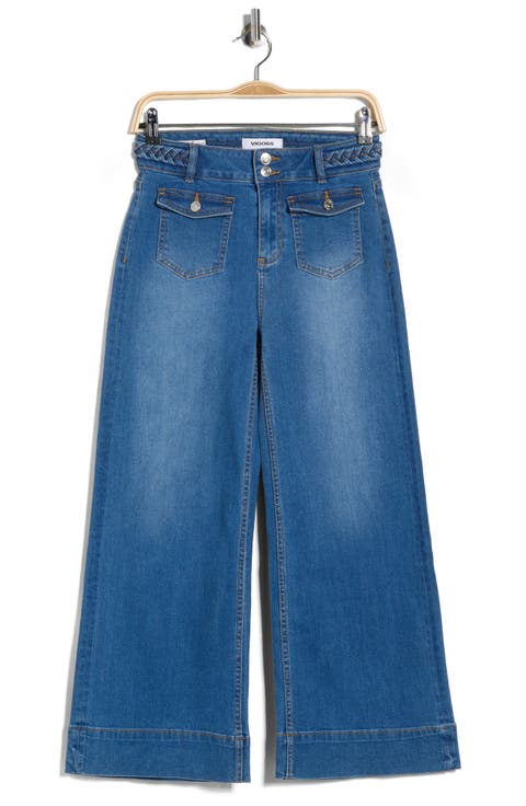 Dylan Braided Waist Ankle Wide Leg Jeans