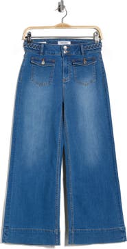 Vigoss Dylan Braided Waist Ankle Wide Leg Jeans