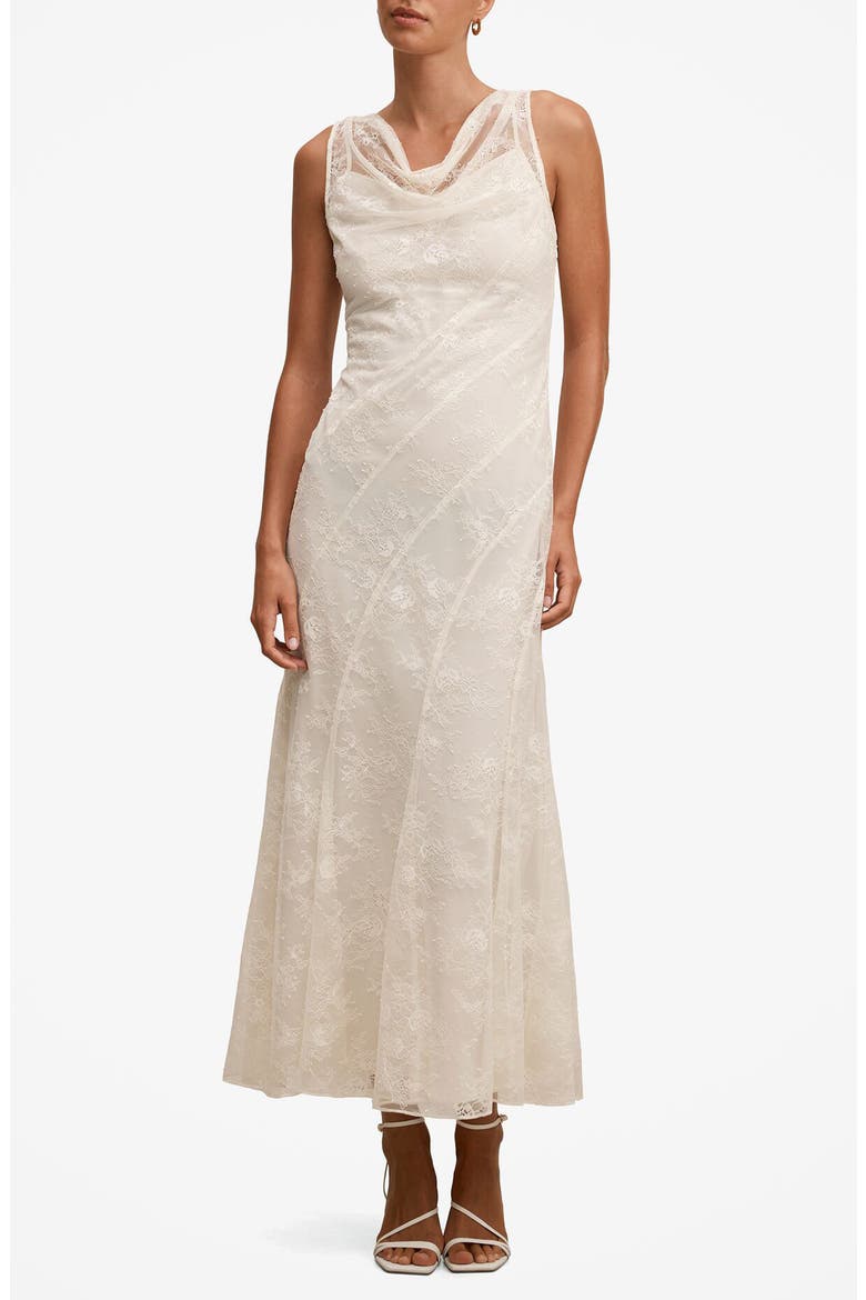 Jenna Paneled Lace Midi Dress, Main, color, ECRU