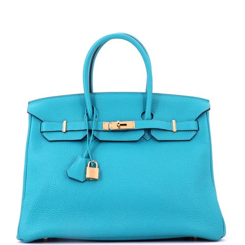 Birkin Handbag Blue Togo with Gold Hardware 35