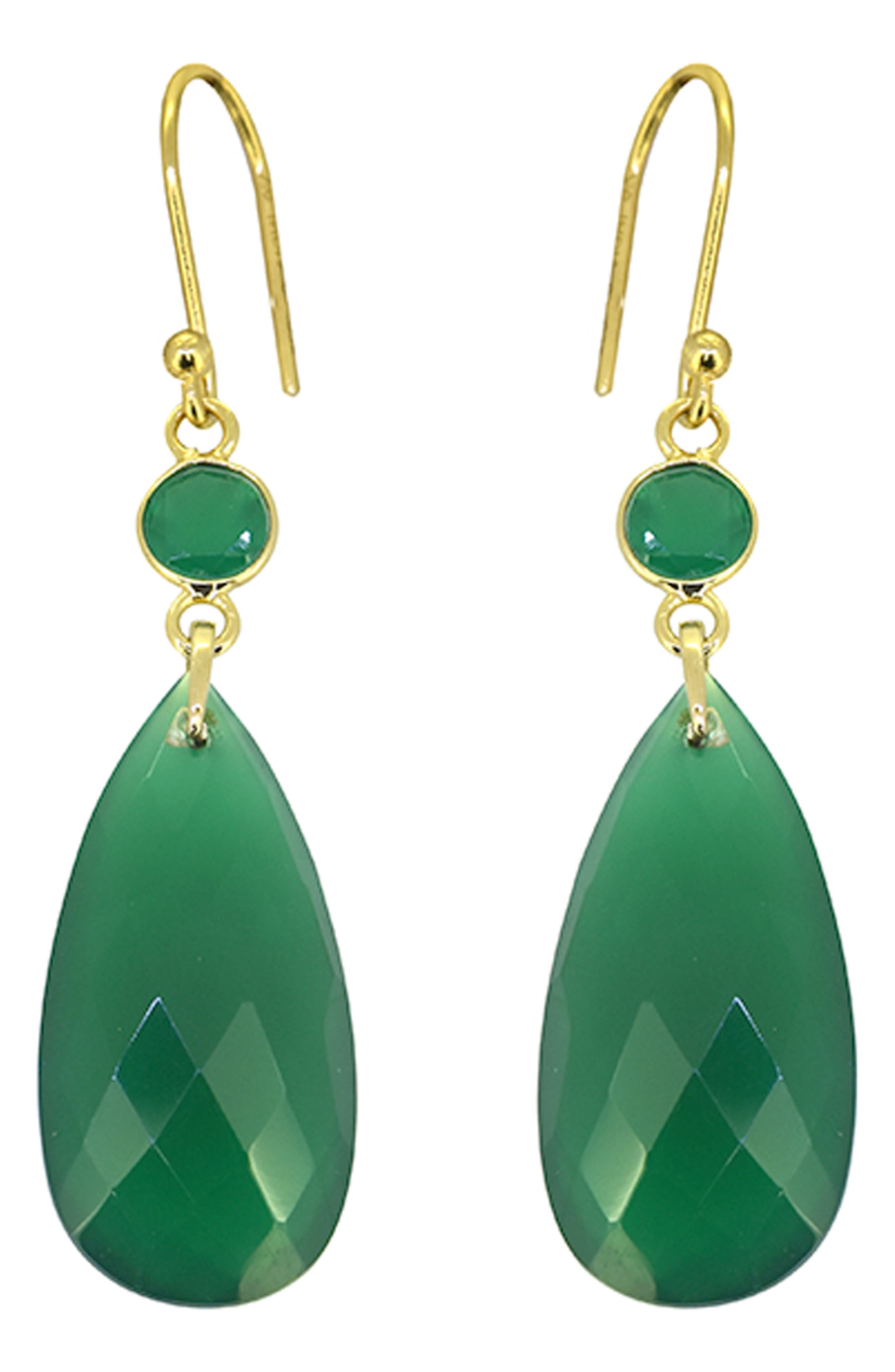 YS GEMS Green Onyx Drop Earrings