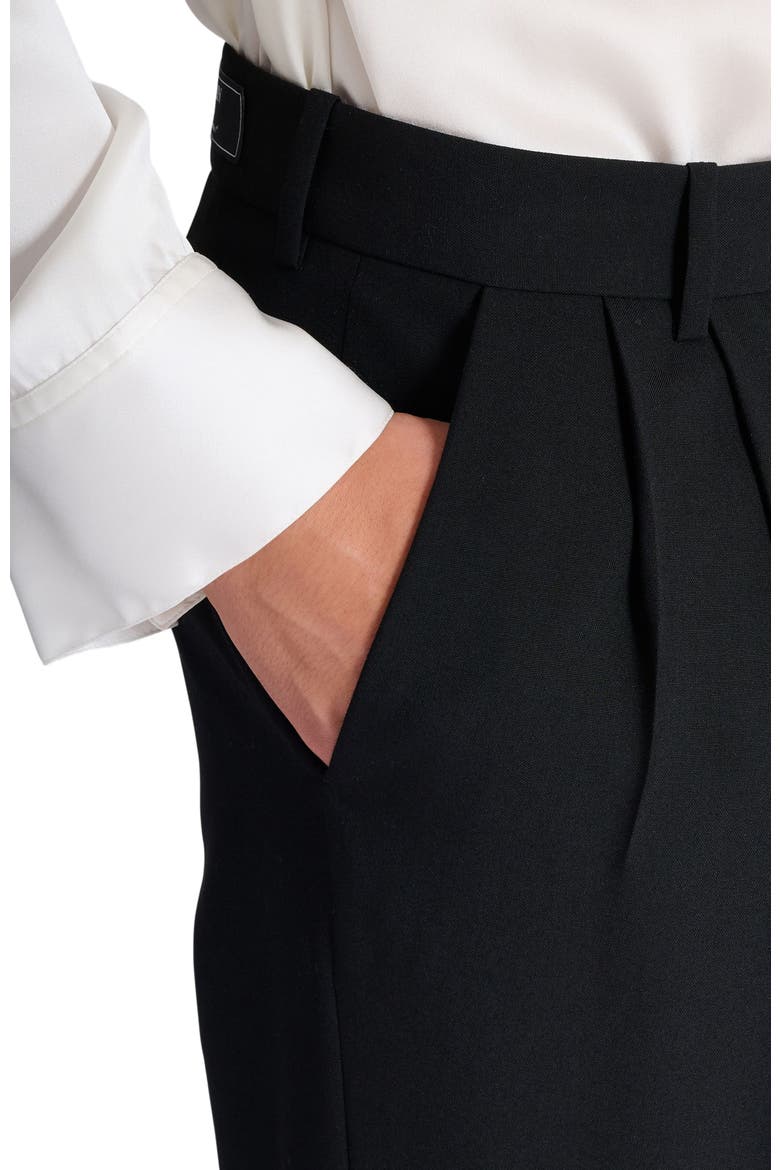 Pleated wool trousers with "Sand Effect" embroidery, Alternate, color, black