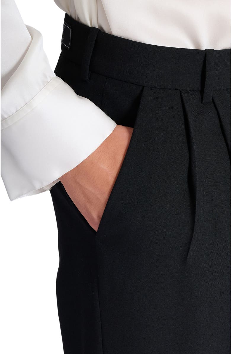 Balmain Pleated wool trousers with "Sand Effect" embroidery, Alternate, color, Black