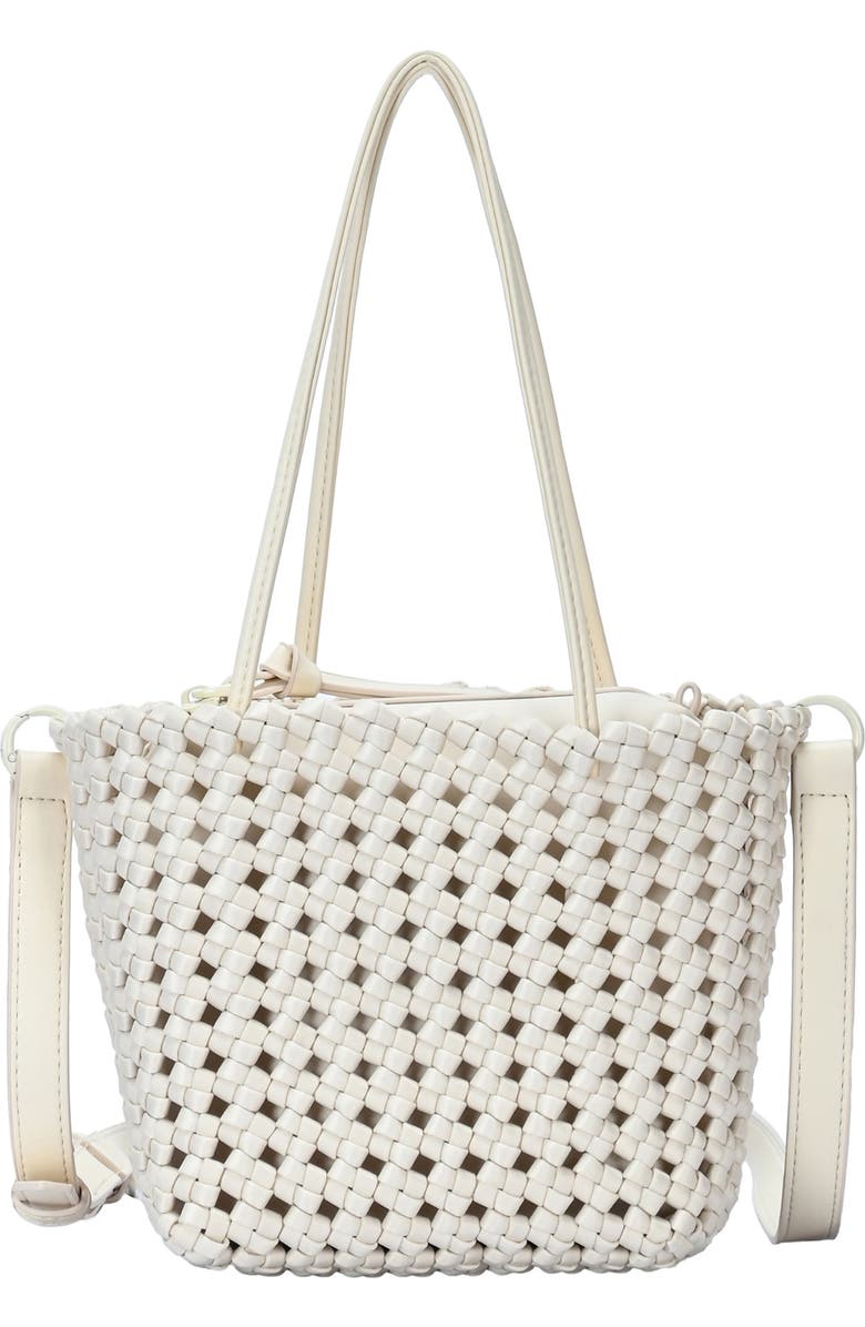 Madison West Open Weave Tote Bag with Zip Pouch, Main, color, Cream
