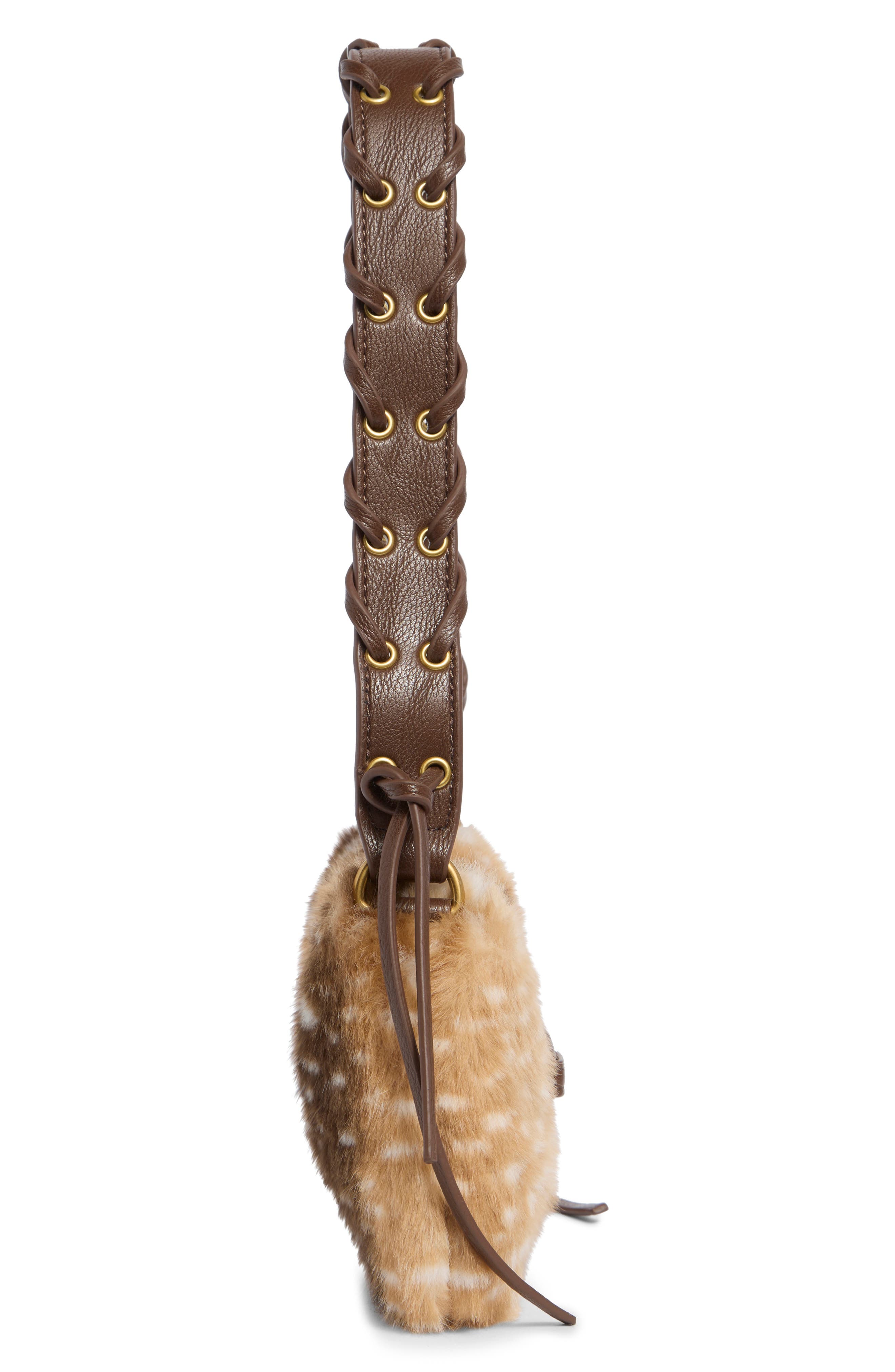 Faux Fur Baguette Shoulder Bag, Alternate, color, DEER
