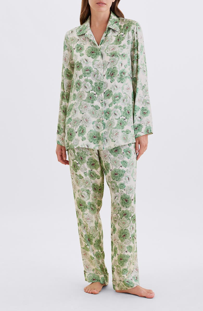 Papinelle Florence Cotton Sateen Pajamas, Main, color, Tea Green