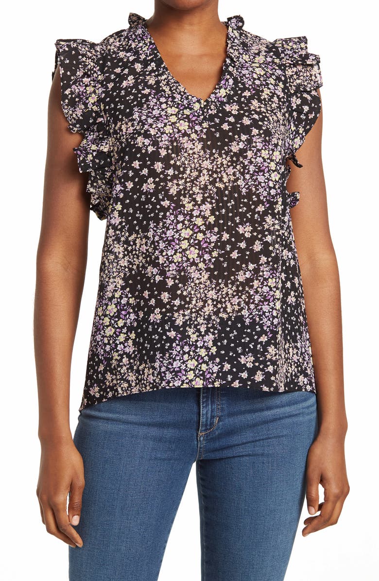 Everleigh Ruffle Trim V-Neck Blouse, Main, color,