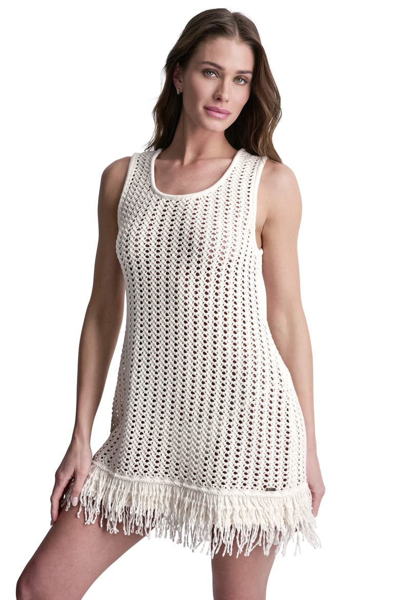 Open Stitch Cover Up Tank Dress, Alternate, color, EGGNOG