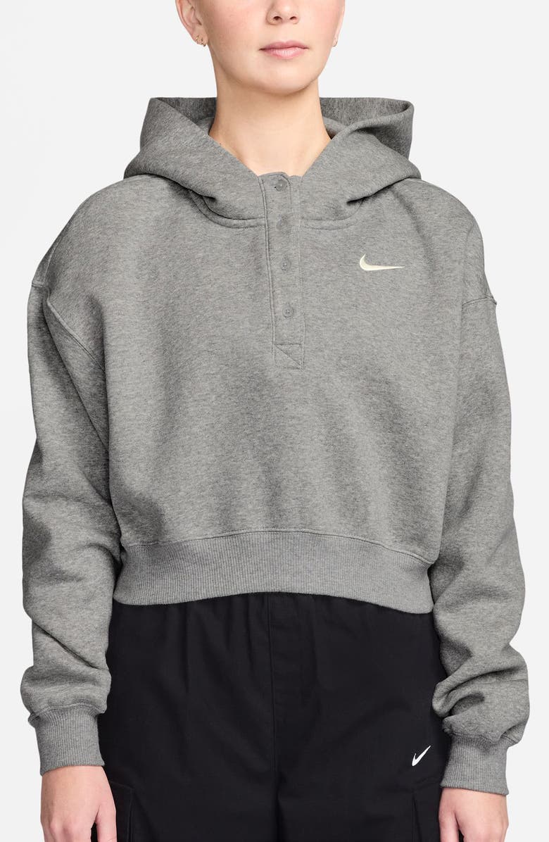 Nike Sportswear Phoenix Fleece Crop Sweatshirt, Main, color, Dark Grey Heather/ Base Grey