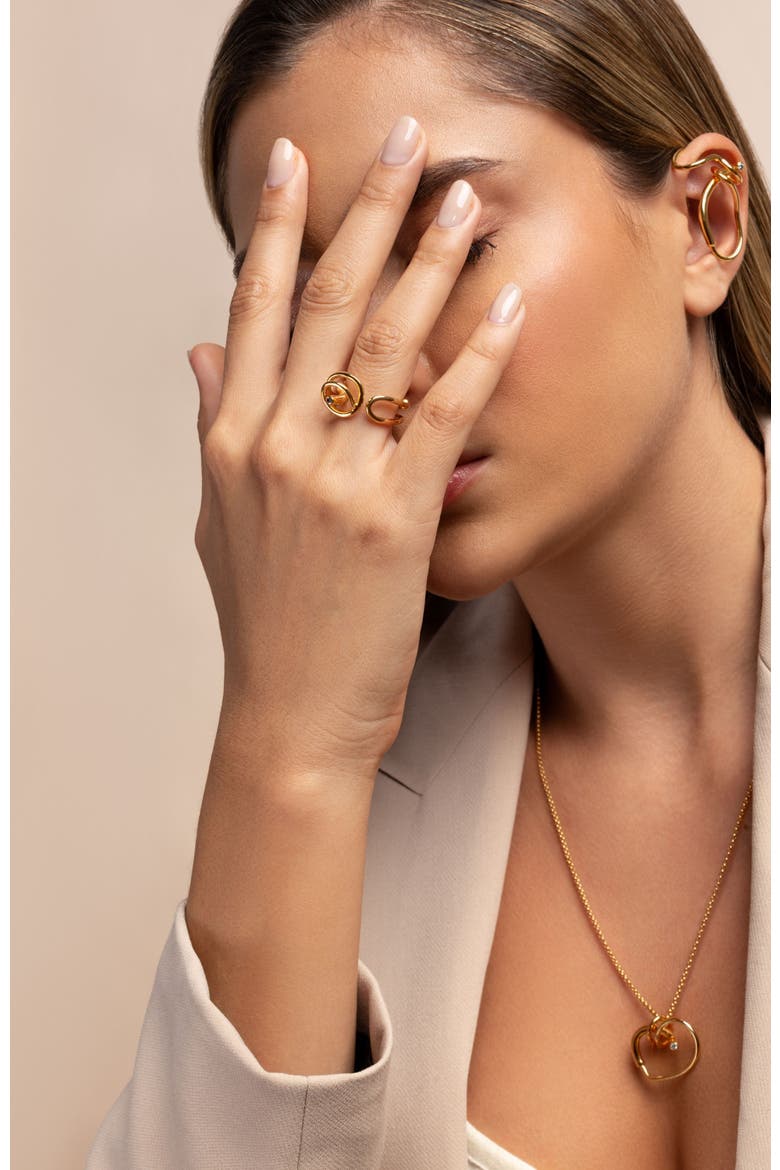 Coraline  zirconia ring, Alternate, color, GOLD PLATE
