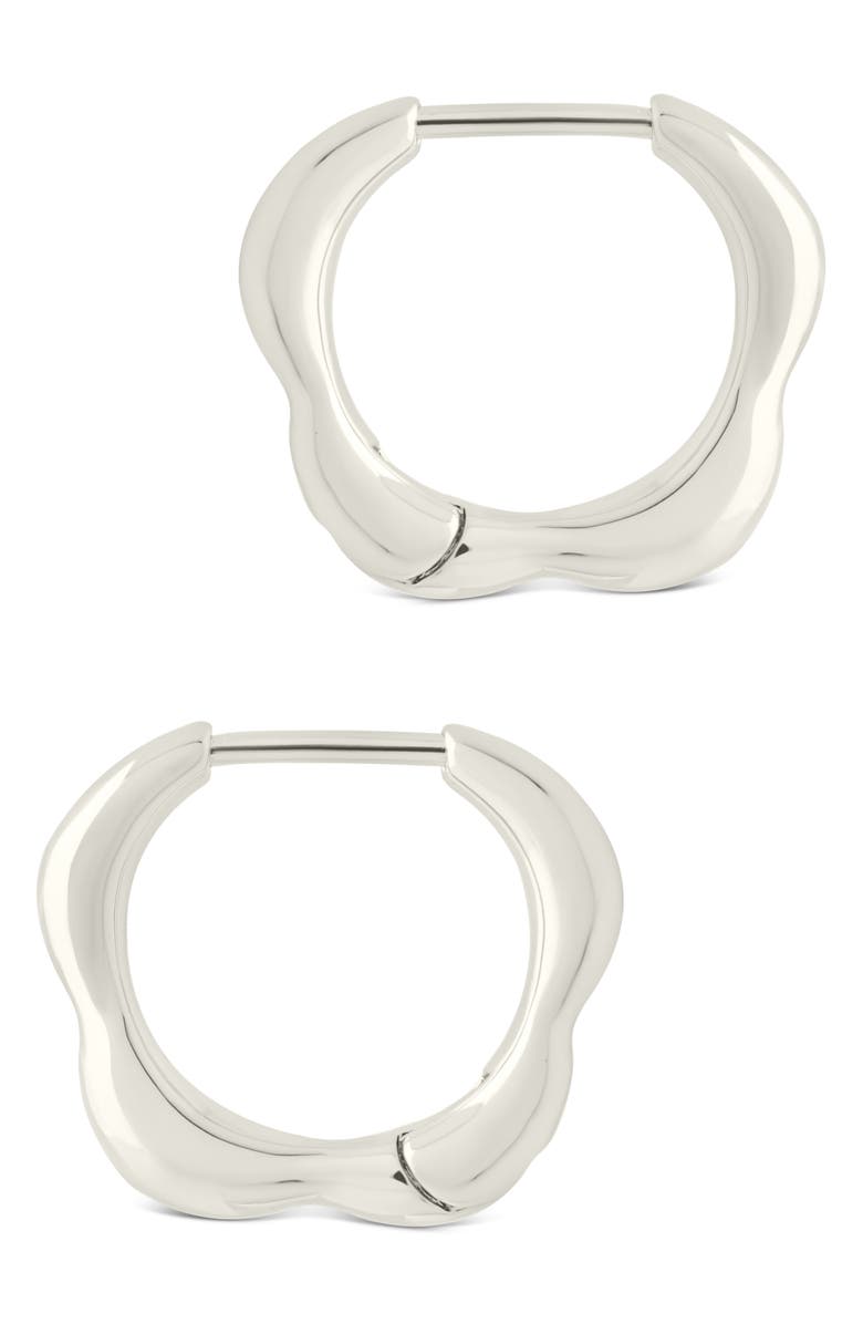 Sterling Forever Aileen Molten Micro Hoop Earrings, Alternate, color, Silver
