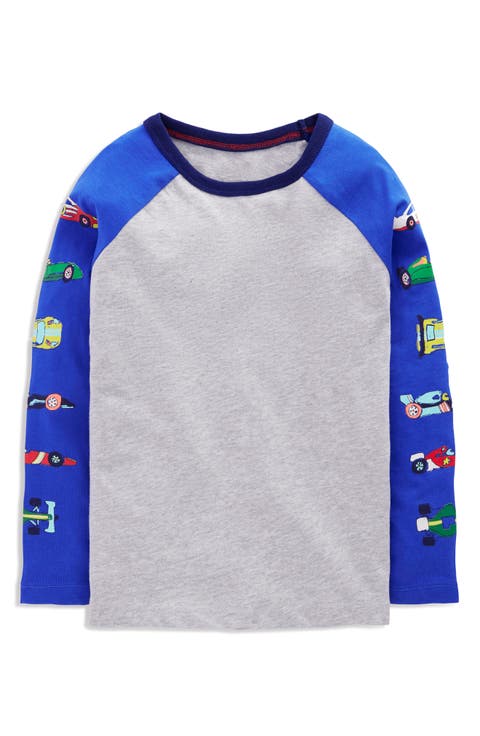 Kids' Race Car Colorblock Long Sleeve Cotton Graphic T-Shirt (Toddler, Little Kid & Big Kid)