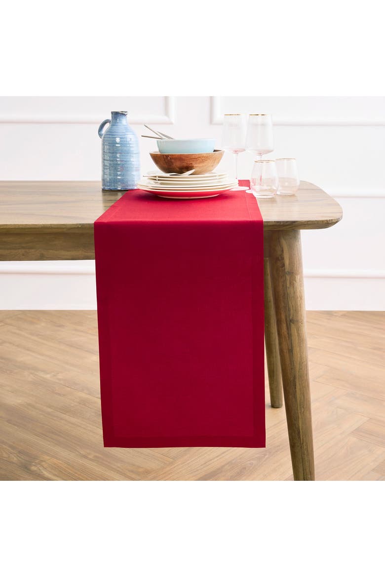 Dru Cotton Linen Solid Table Runner, Main, color, Scarlet Red