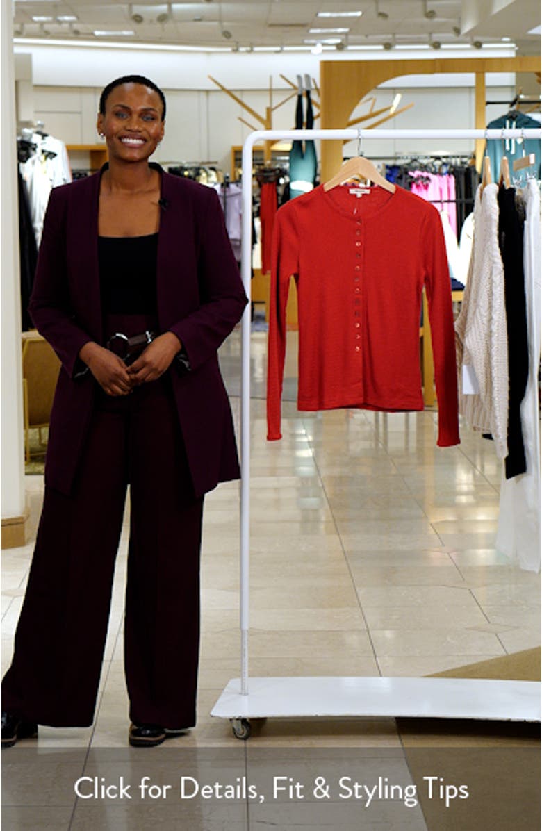 Waffle Knit Cutaway Crewneck Cardigan, sales video thumbnail