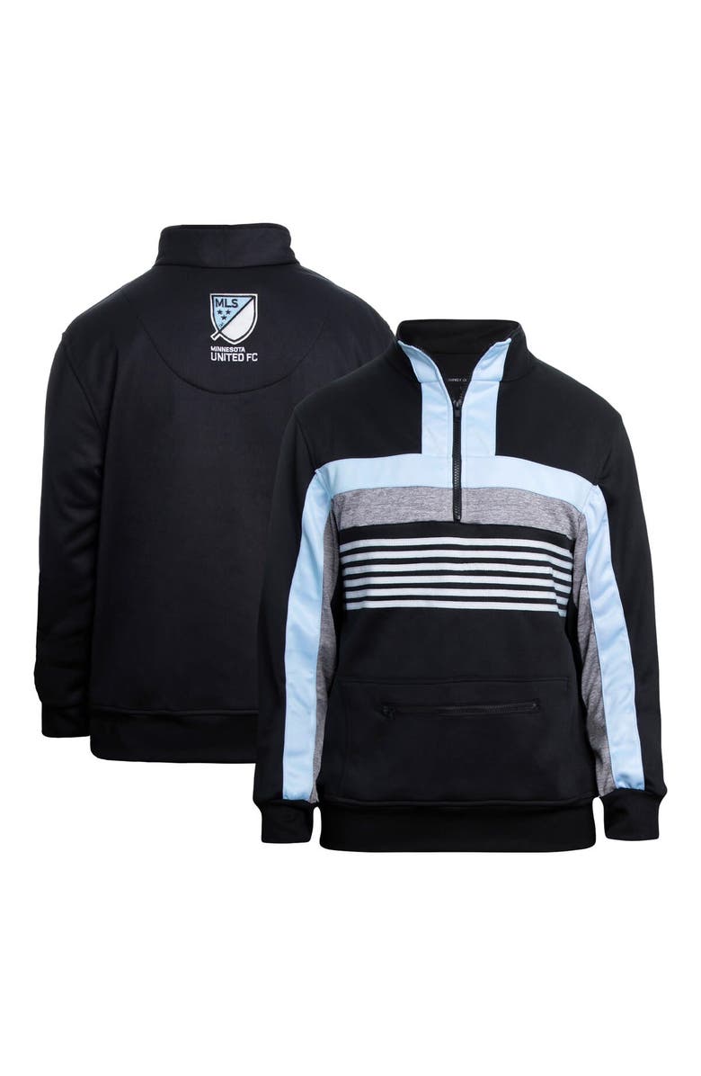 GRUNGY GENTLEMAN Men's Grungy Gentleman Black Minnesota United FC Tracksuit Tri-Blend Quarter-Zip Sweatshirt, Main, color, Black