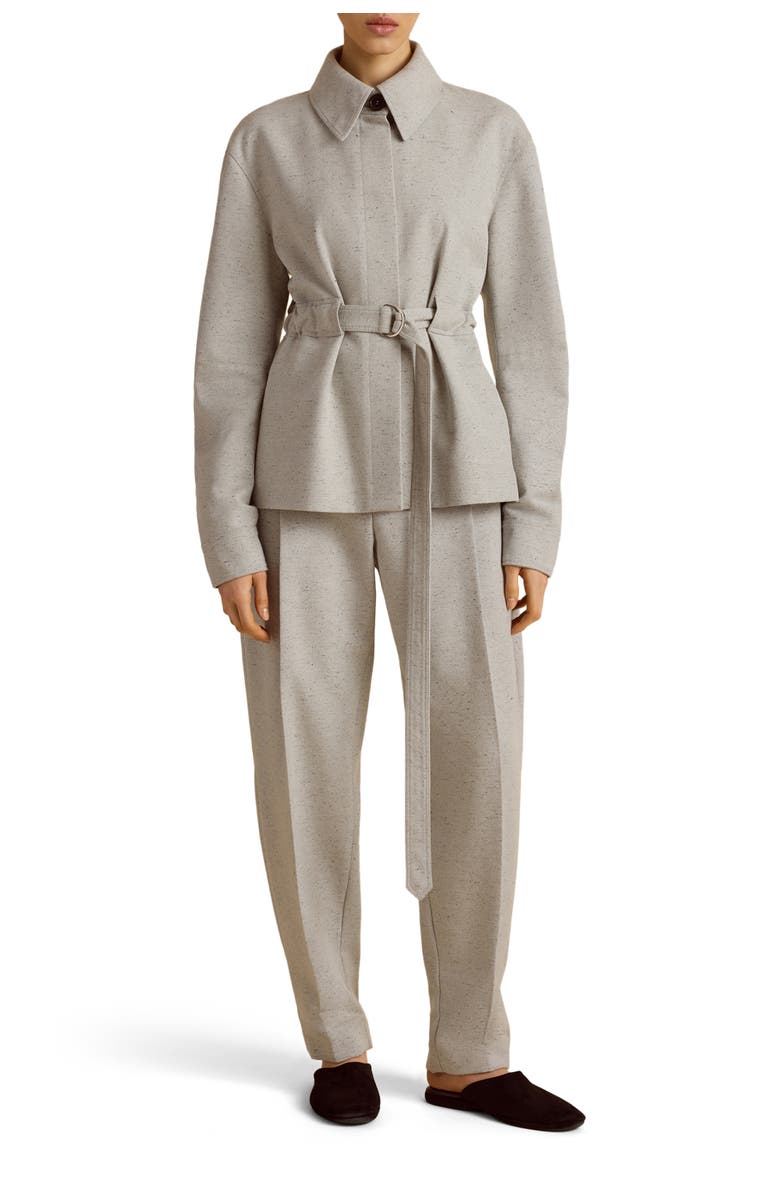 Marina Moscone Cotton Belted Bomber, Alternate, color, Perla